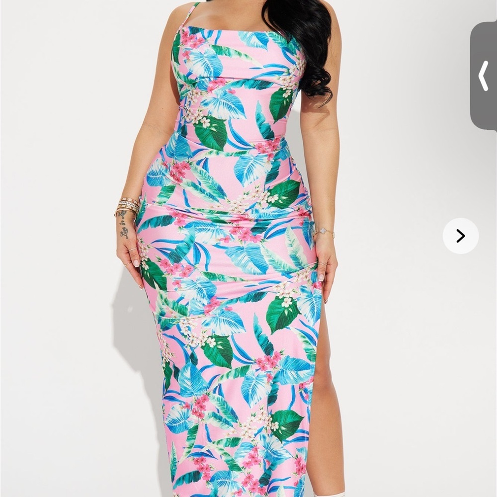 Avery tropical maxi dress -pink/combo